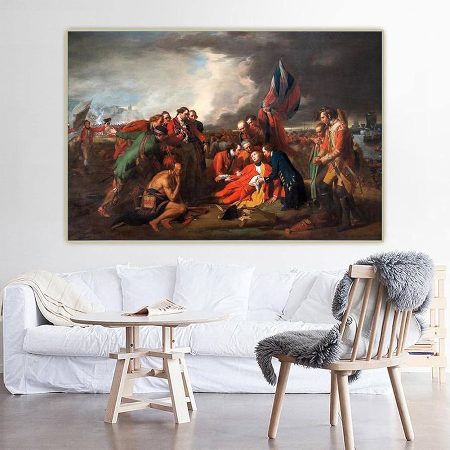 Amazon｜ベンジャミンウエストの絵画は「ウルフ将軍の死」のキャンバス