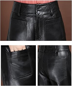 上質ラム！レザーパンツ ブラック ワイドテーパードシルエット W32