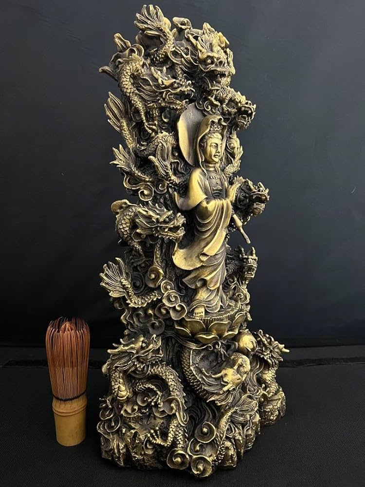 铜制 竜樹仏母 龙胜观音佛像 女娲蛇仙 蛇女 開運 風水 招財 置物 工芸品