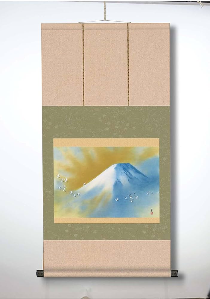 複製画】掛軸 横山大観『朝陽映島』紙本 共箱付 掛け軸 a08218 複製