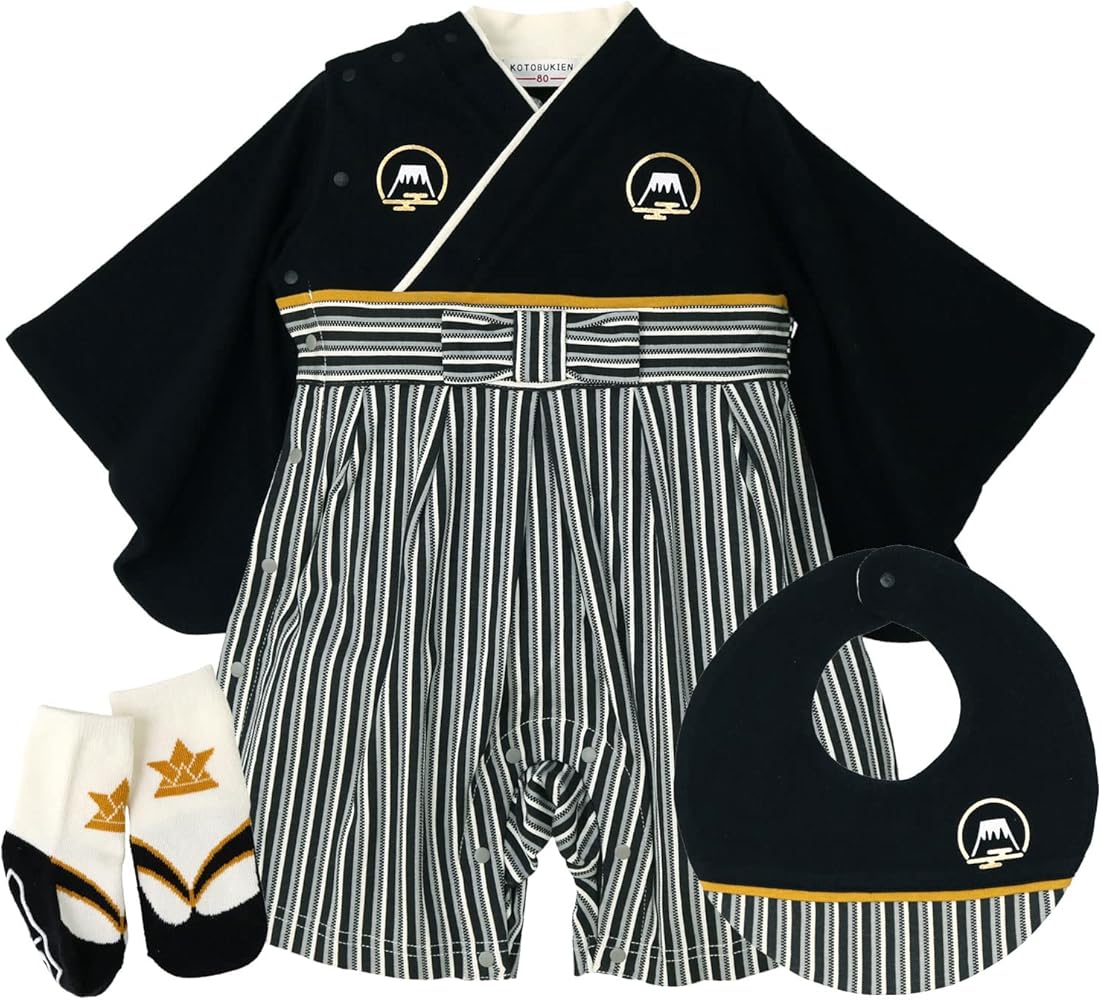 Amazon.co.jp: [KOTOBUKIEN] 袴 ロンパース スタイ 靴下付き 3点セット