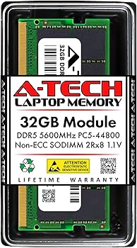 A-Tech 32GB DDR5 5600MHz PC5-44800 CL46 SODIMM 2Rx8 Dual Rank 1.1V