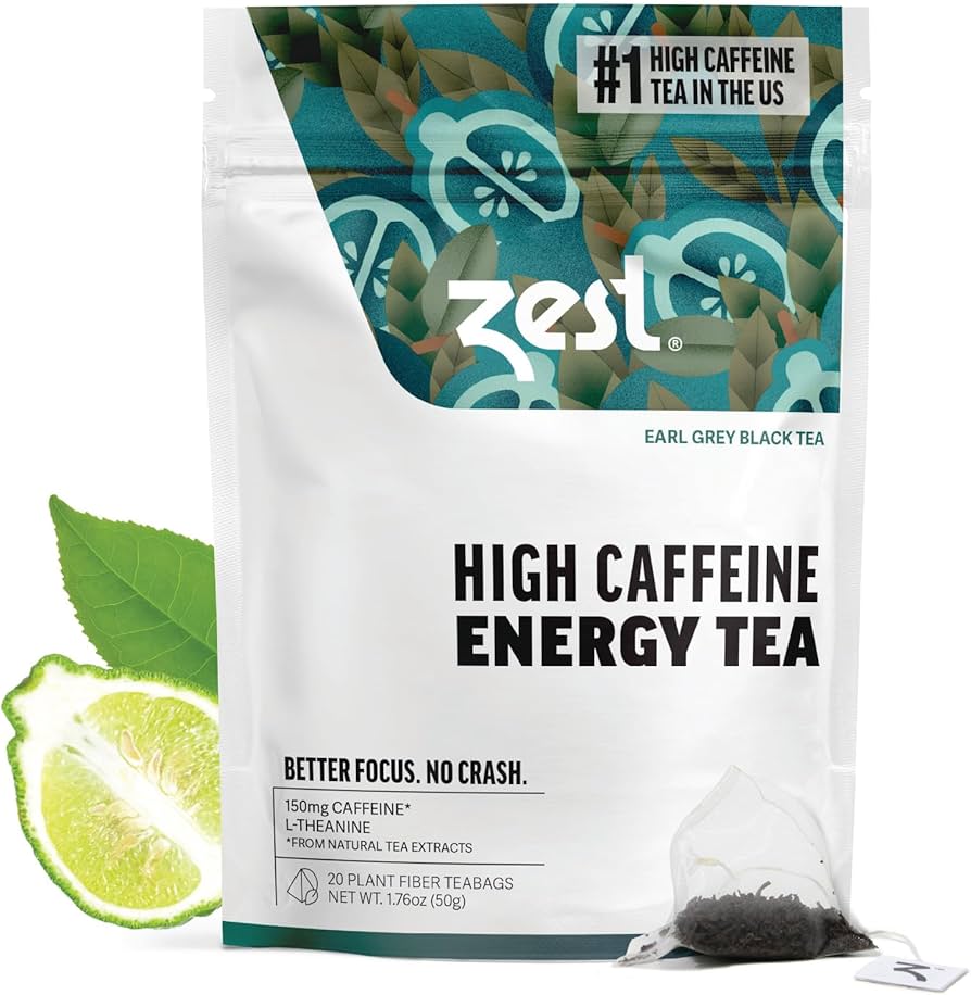 Amazon.com : Zest High Caffeine Black Tea Bags – Earl Grey Energy