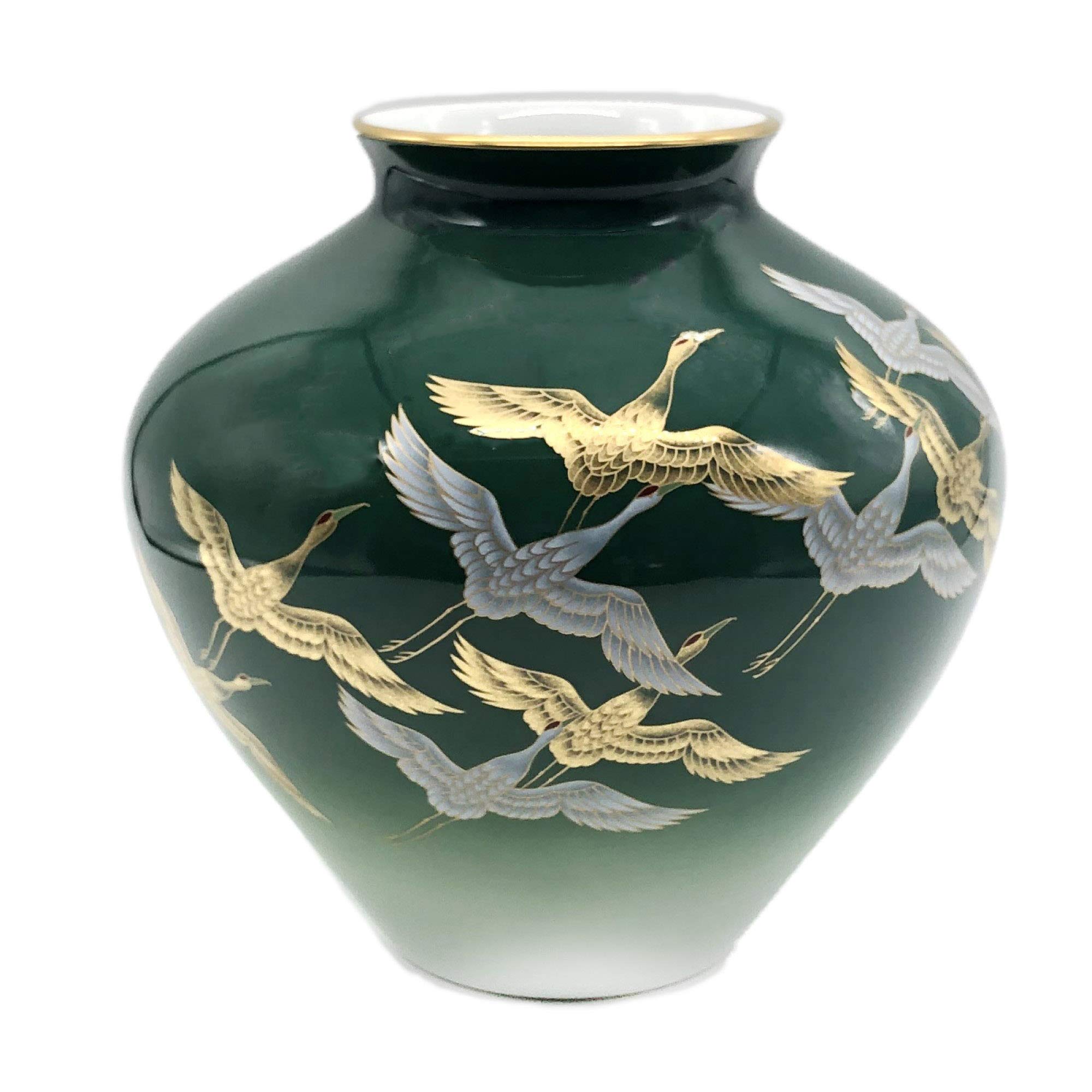 2792 香蘭社 金彩鶴文 花瓶 花台付 未使用 2792 香蘭社 金彩鶴文 花瓶