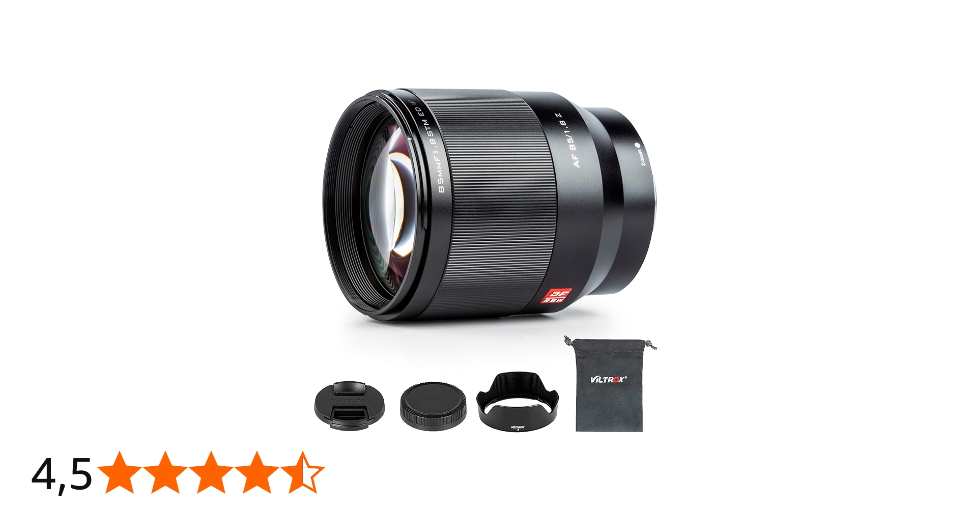 VILTROX 85mm F1.8 Full Frame para Nikon Z, Lente STM com Foco