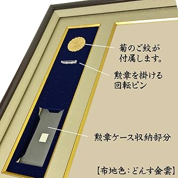 Amazon.co.jp: 勲章ケースも飾れる叙勲額 GT24型 どんす深緑 (単光章