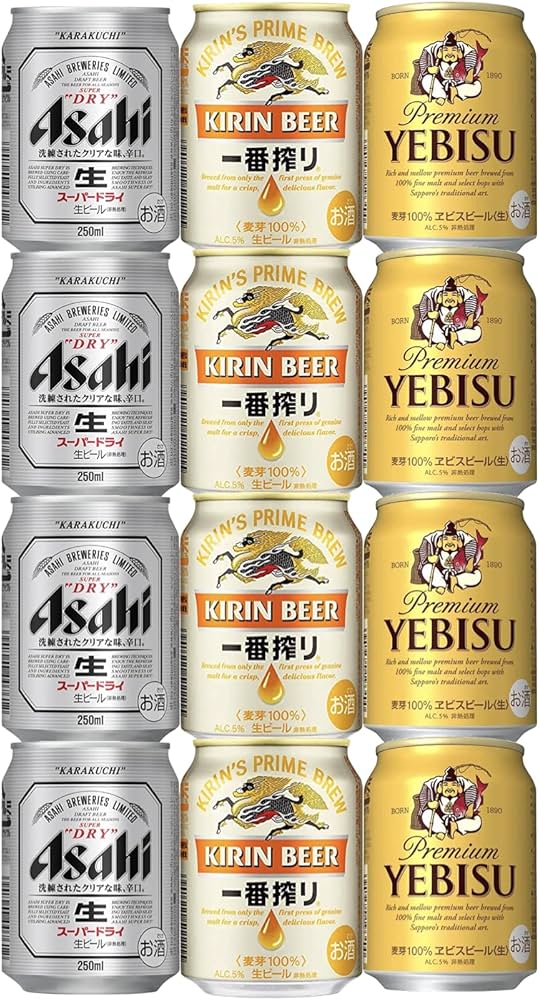 Amazon.co.jp: アサヒスーパードライ250ml 4本 + キリン一番搾り250ml