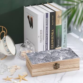 Amazon｜木製ボックス 和風 花柄 イチョウの葉 収納ケース