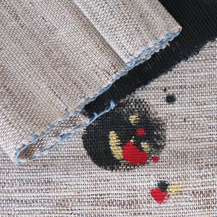 手染め手描き小川光章作麻のれん『花菖蒲』鯉