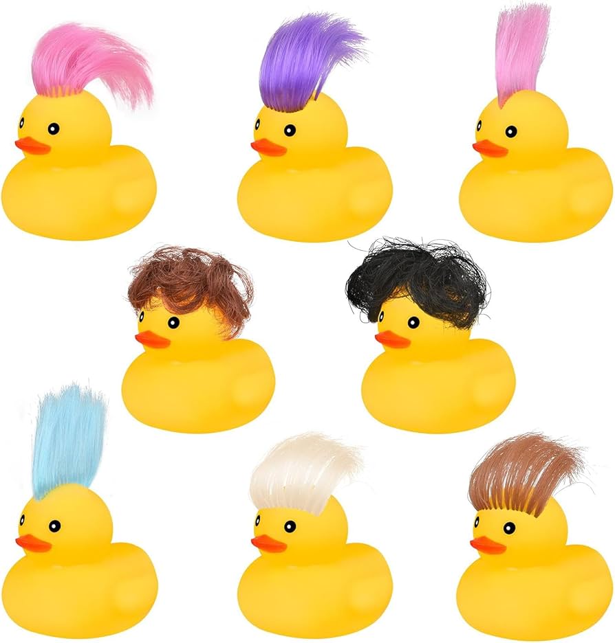 Amazon.co.jp: ゴム製アヒル、小さなゴム製アヒル, ウィッグ付きゴム製