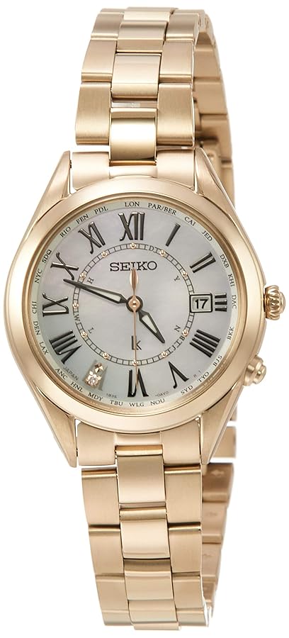 セイコールキア] 腕時計ソーラー電波 ダイヤ入り文字盤ゴールド トノー