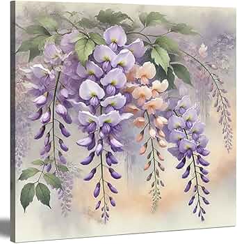 花柄アクリル絵画 藤の花 藤 藤の絵 藤柄 テクスチャーアート