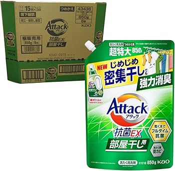 Amazon | 花王 アタック抗菌EX部屋干し用 詰替 超特大 850g | 花王(Kao