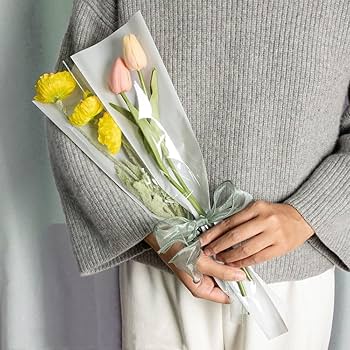 Amazon | ラッピングバッグ フラワー 一輪用 50枚セット 花包装紙