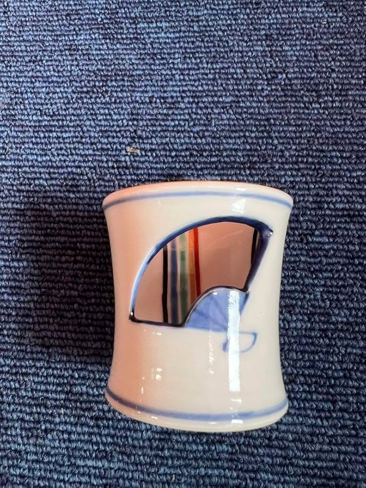 1429 橋本龍岳扇面色絵末広透し蓋置 共箱 茶道具未使用