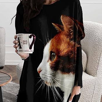 Amazon | [V.for.M] ロングスリーブTシャツ レディース 服 ねこ柄