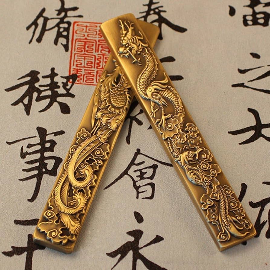 Amazon.co.jp: ペーパーウェイト 文鎮 龍、鳳凰の彫刻 アンティーク