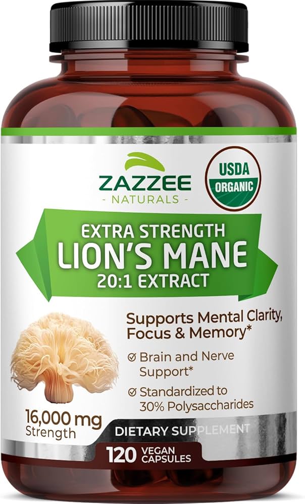 Amazon.com: Zazzee USDA Organic Lion's Mane 20:1 Extract, 30