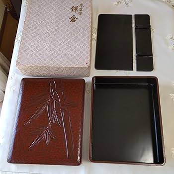 Amazon.co.jp: 鎌倉彫 文箱 硯箱 小物入れ 天然木 漆塗り 中敷き付き