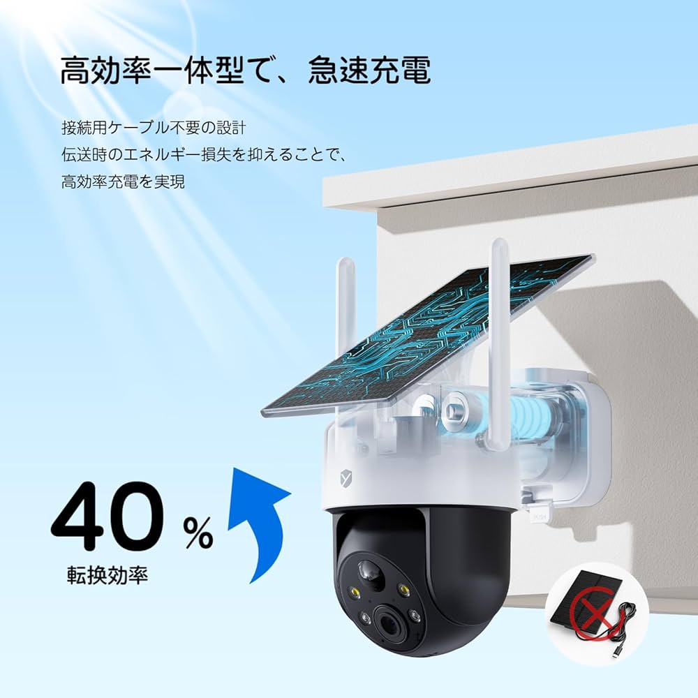 Amazon.co.jp: 【2025進化ソーラー真一体型・高効率充電】 防犯カメラ
