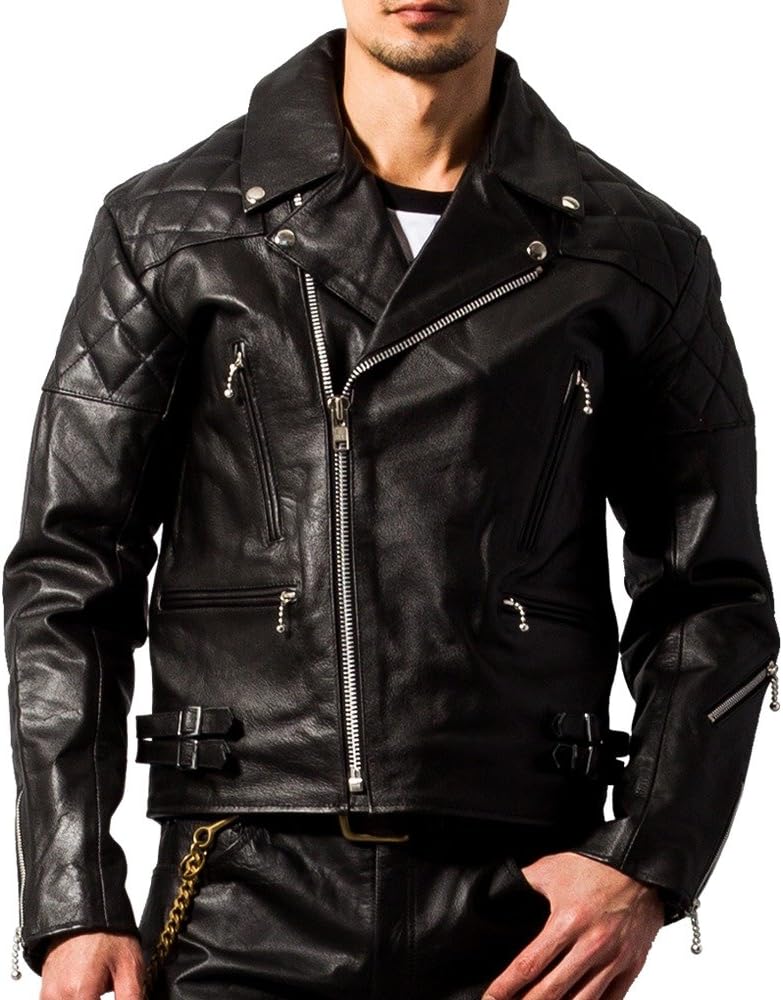 世紀末】ホーンワークス 5L スタッズ ダブルライダースジャケット 本革