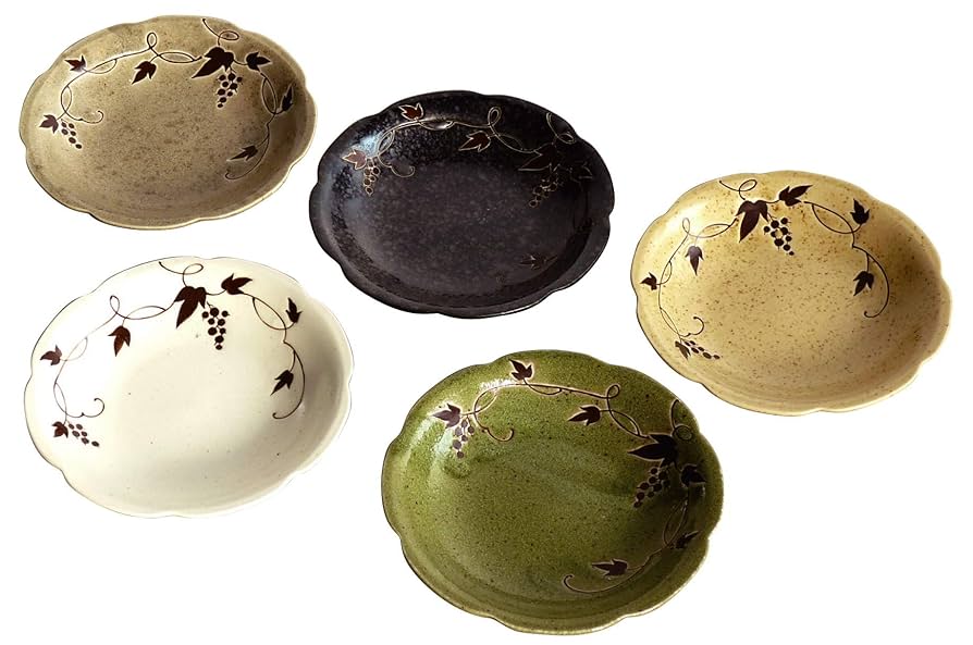 光右衛門 瀬戸 葉形 皿 5枚 共箱 光右衛門 瀬戸 葉