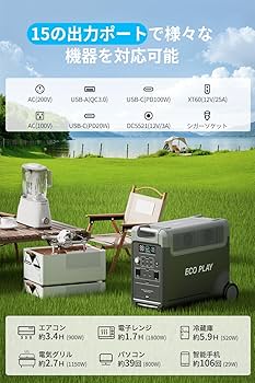 Amazon.co.jp: 【進級版】Eco Play 3600 Pro ポータブル電源 + 400W