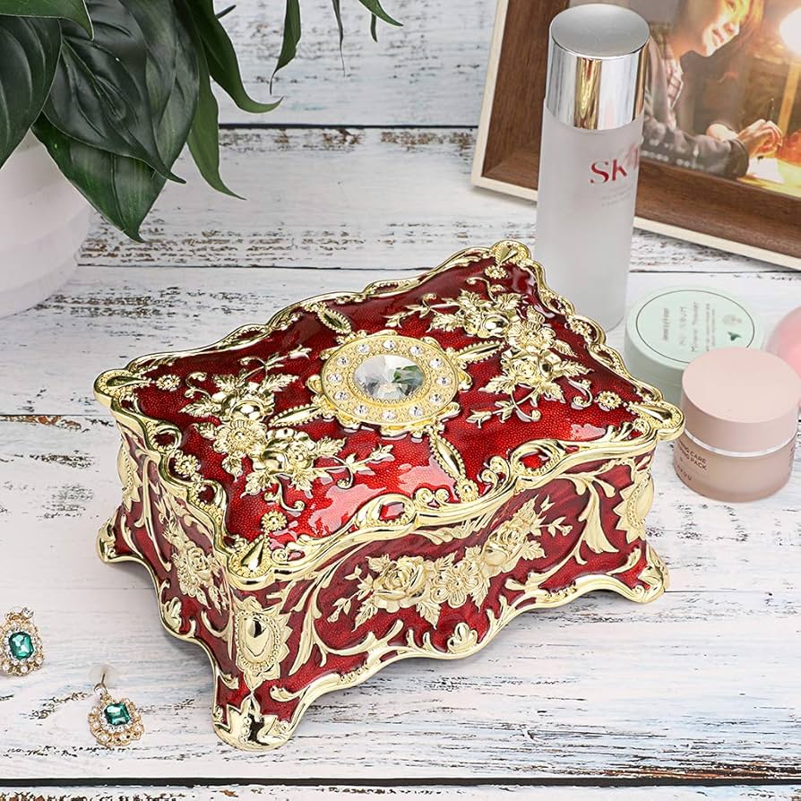 Amazon｜Hipiwe 大型ヴィンテージジュエリーボックス レッド