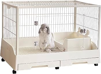 Amazon | 83*55*60CMウサギ ケージ 前面に透明アクリル（アクリルに