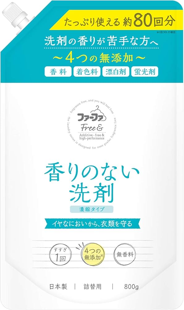 Amazon | ファーファ フリー&超コンパクト液体洗剤 無香料 詰替用 800g