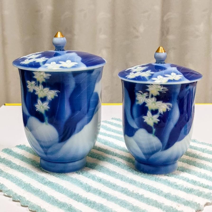 2461 深川製磁 湯呑蓋付 2客 2461 深川製磁 湯呑蓋付