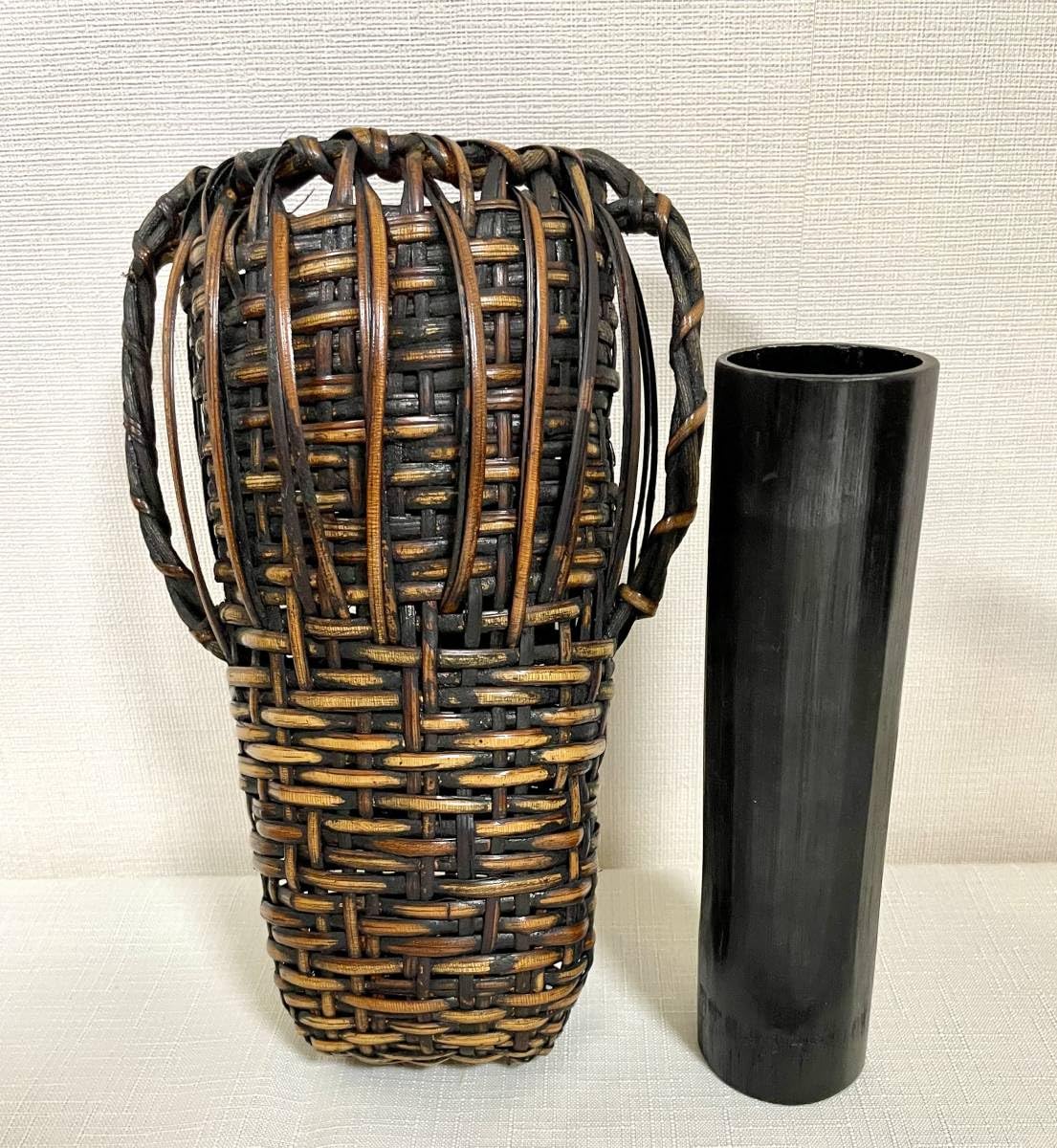 花籠 魚籠 和組 古竹編 花入 茶道具 華道具