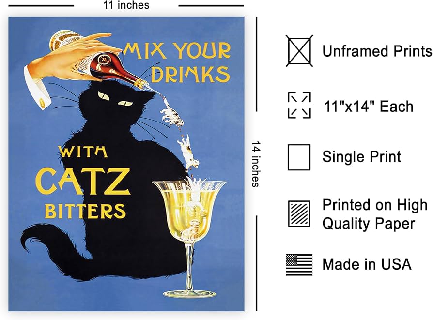 Poster Master Vintage Catz Bitters Poster - Retro Mix Your Drinks
