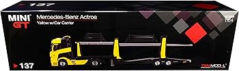 MINI GT メルセデスベンツ アクトロス イエロー w/ カー キャリアー