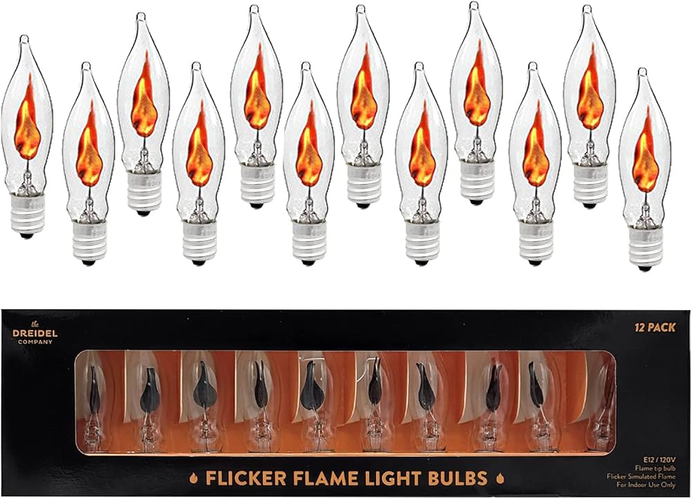 The Dreidel Company Flicker Flame Shaped Light Bulbs, E12