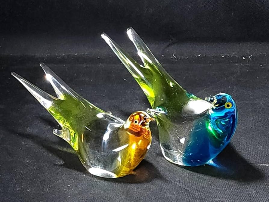 ガラス製 鳥のオブジェセット 2つ ガラス製 鳥のオブジェセット 2つ