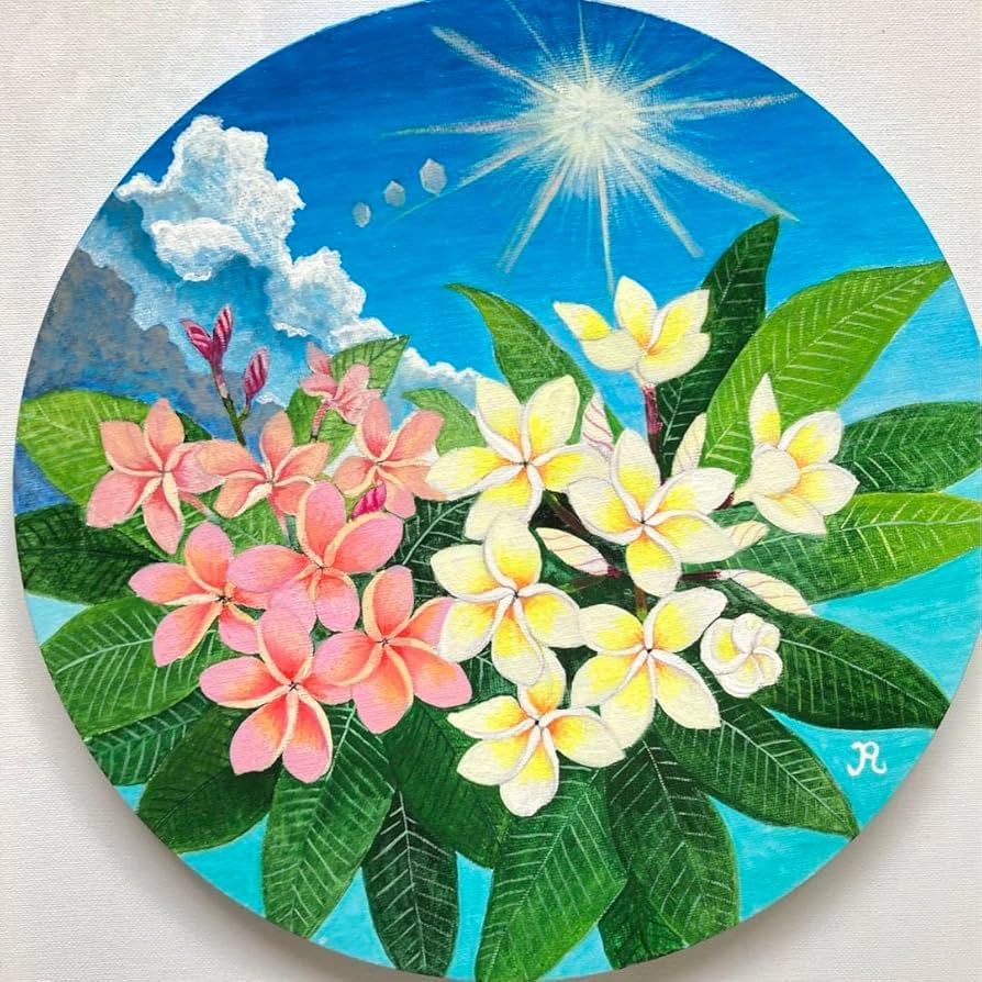 Amazon.co.jp: 花の絵 風景画 アクリル画 原画 プルメリア : おもちゃ