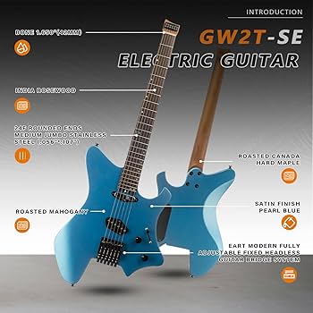 Amazon | EART GW2T-SE ヘッドレスエレクトリックギター、ソリッド