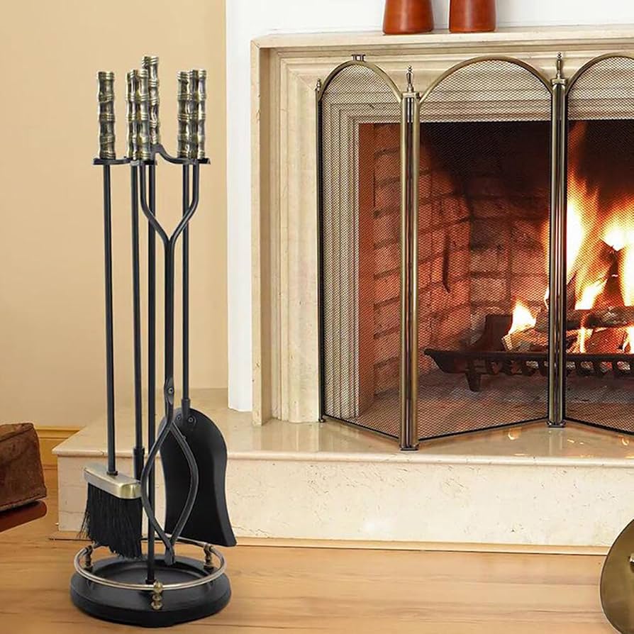 Amazon.co.jp: 暖炉ツール 鉄製暖炉ツールセット（ホルダー付）、 暖炉