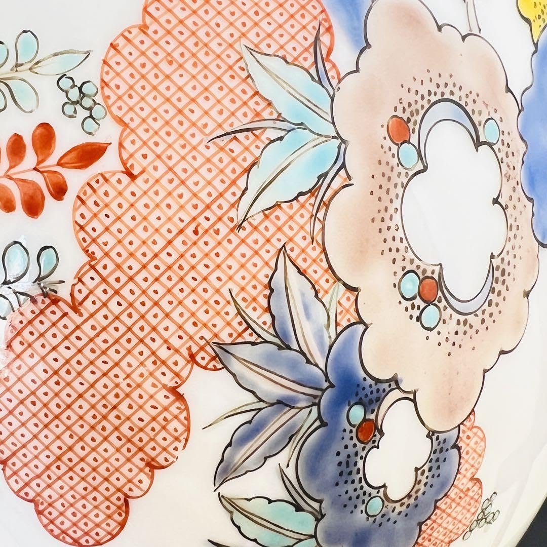 11代酒井田柿右衛門 人間国宝 染錦 花鳥図 大花瓶 二重渦福 角福 本物