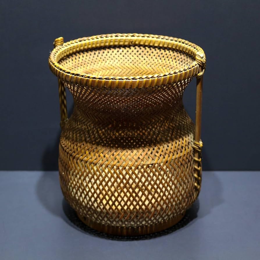 Amazon.co.jp: 佐々木光岳斎竹籠竹編み籠華道具茶道具竹細工竹工芸花籠