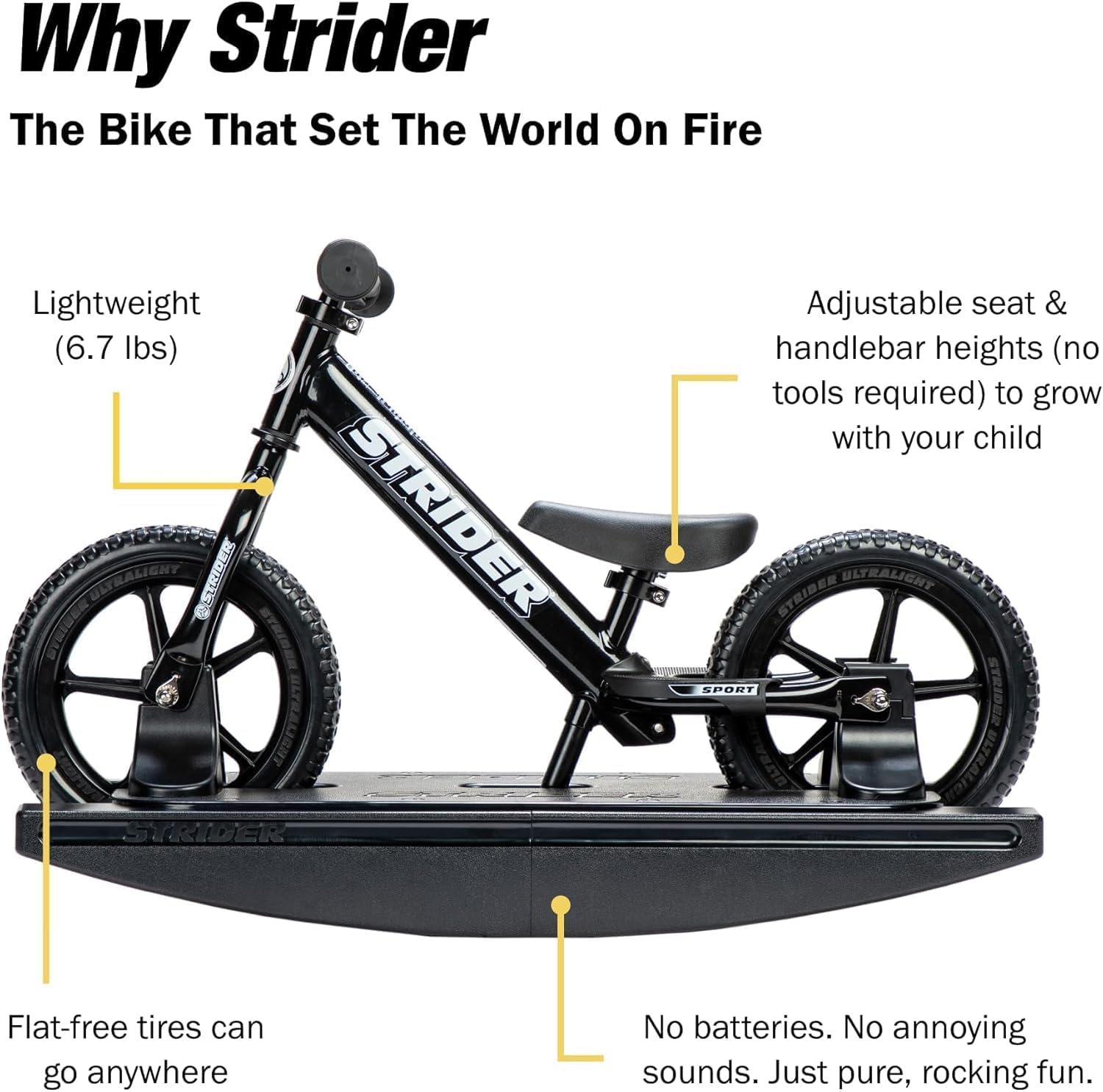 Amazon.com : Strider 12” Pro Bike (Black Pearl) + Rocking Base