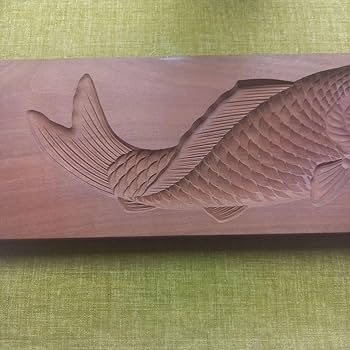 Amazon.co.jp: 菓子型 木型 和菓子 鯉 古道具 インテリア レトロ