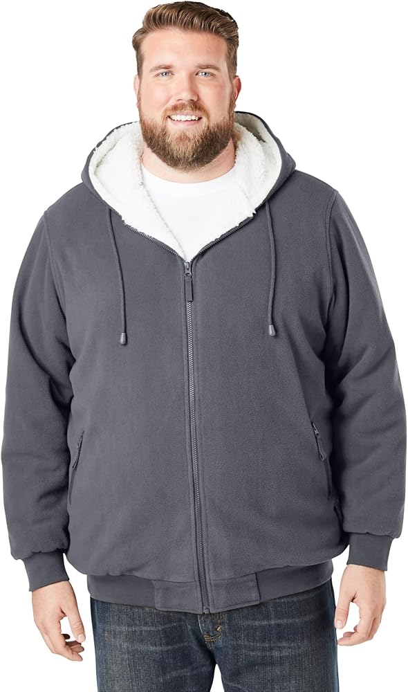 KingSize Men's Big & Tall Explorer Plush Fleece Hoodie - L, Steel