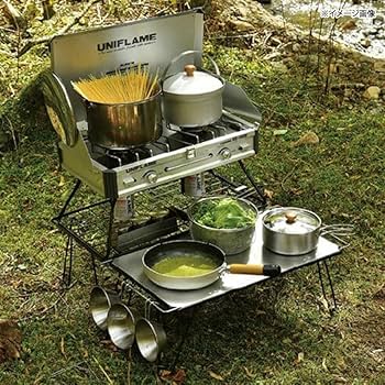 専用 ユニフレーム フィールドラック ブラック 4台 ステンレス天板