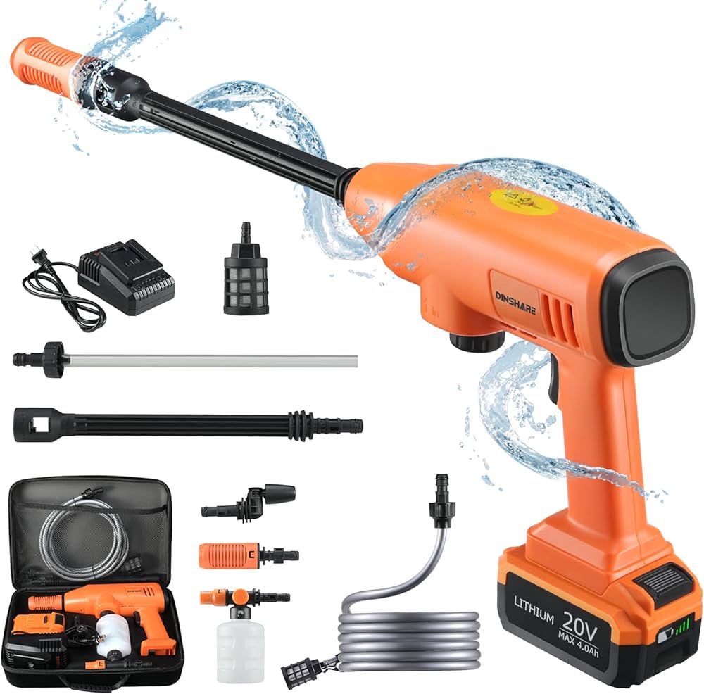 Amazon | DINSHARE 高圧洗浄機 水圧洗浄機 コードレス 充電式 20V 4.0