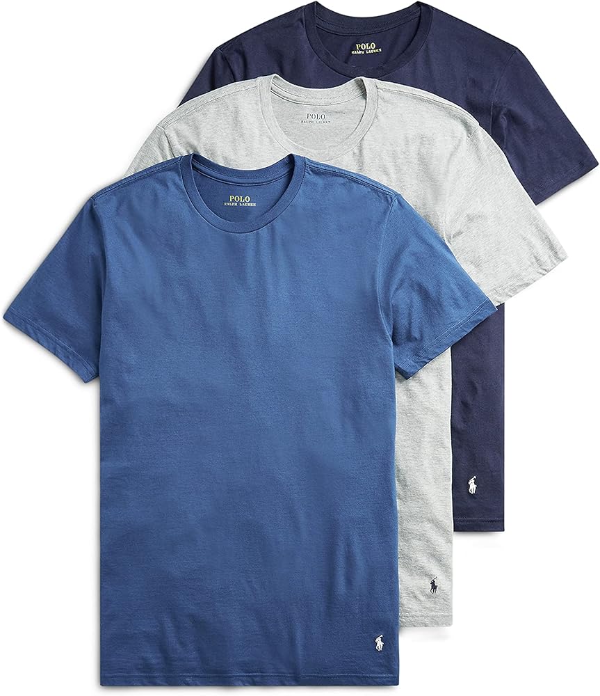 Amazon | Polo Ralph Lauren Slim Fit Cotton T-Shirt 3-Pack, S, Navy
