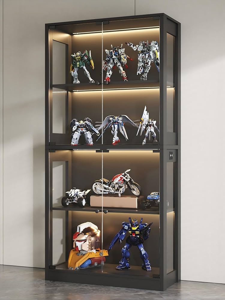 Amazon.co.jp: FUFU&GAGA ガラスケース 4段両扉タイプ センサーライト