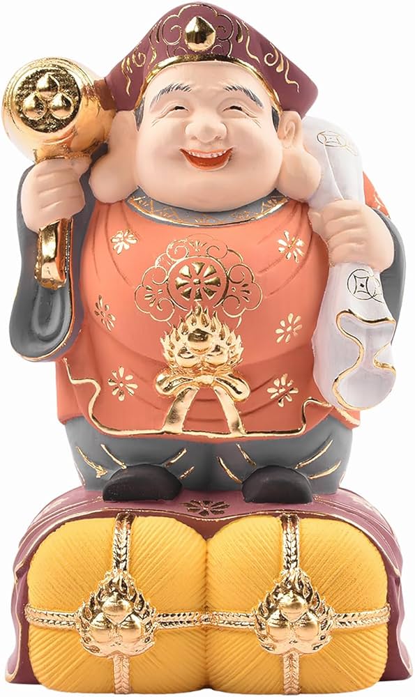 Amazon｜七福神 大黒天 木彫り 桧木製 縁起物 玄関置物 開運招福 商売