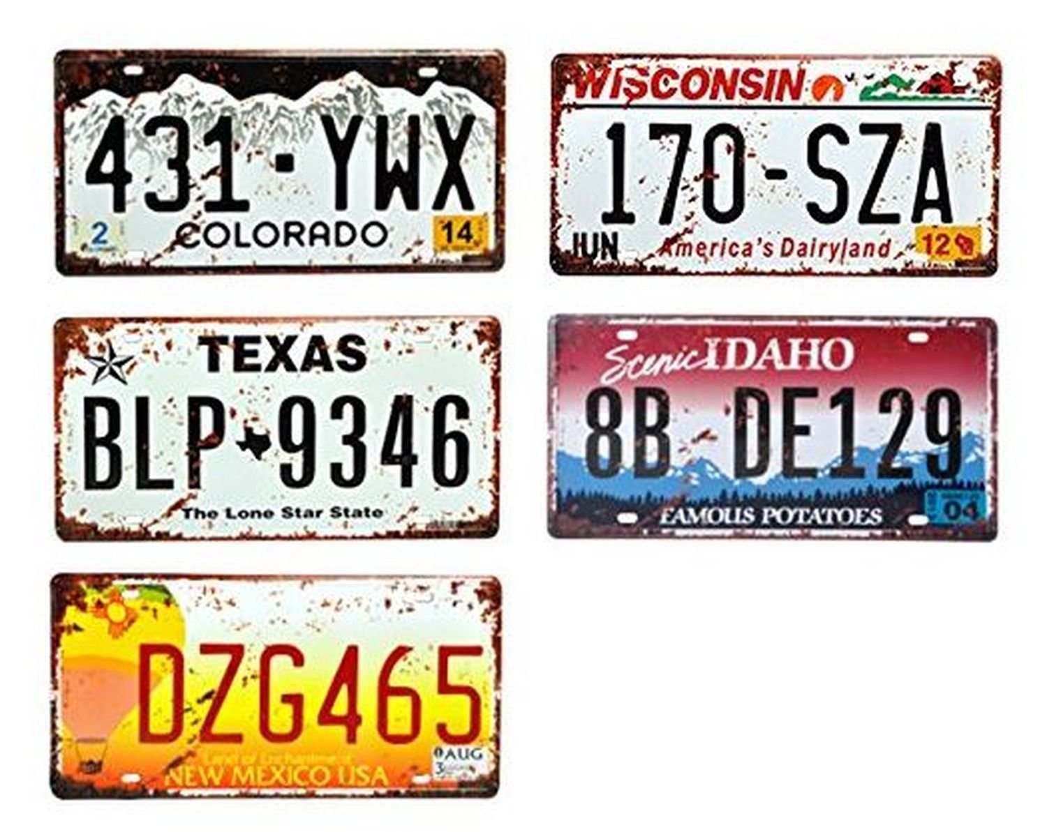 Amazon.co.jp: アメリカン 雑貨 ナンバープレート 5枚セット